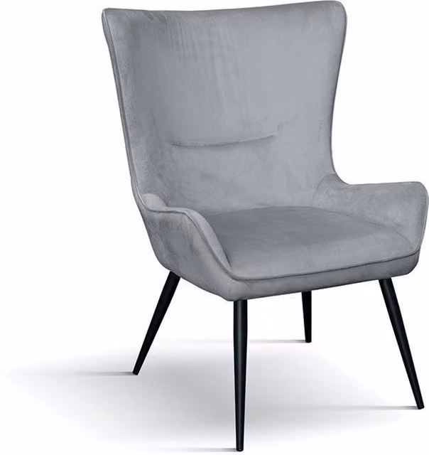 Poltrona moderna con struttura in metallo e imbottitura in velluto grigio Mobili 2G L: 74 cm, P: 67 cm, H: 99 cm – 1