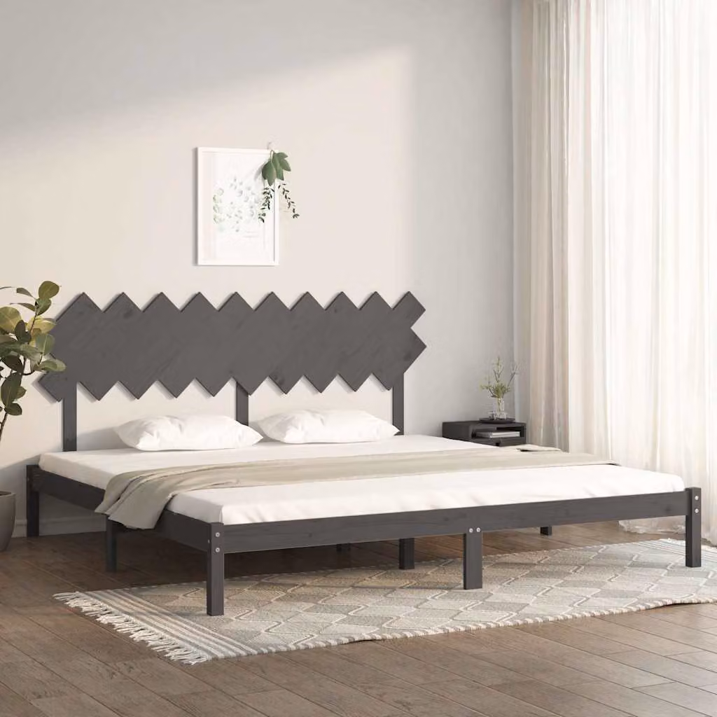 vidaXL Giroletto in Legno Massello di Pino Grigio 200x200 cm – 1