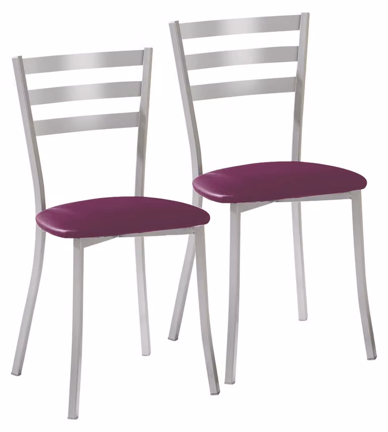 2 sedie da cucina, in metallo, color melanzana, altezza seduta 45 cm