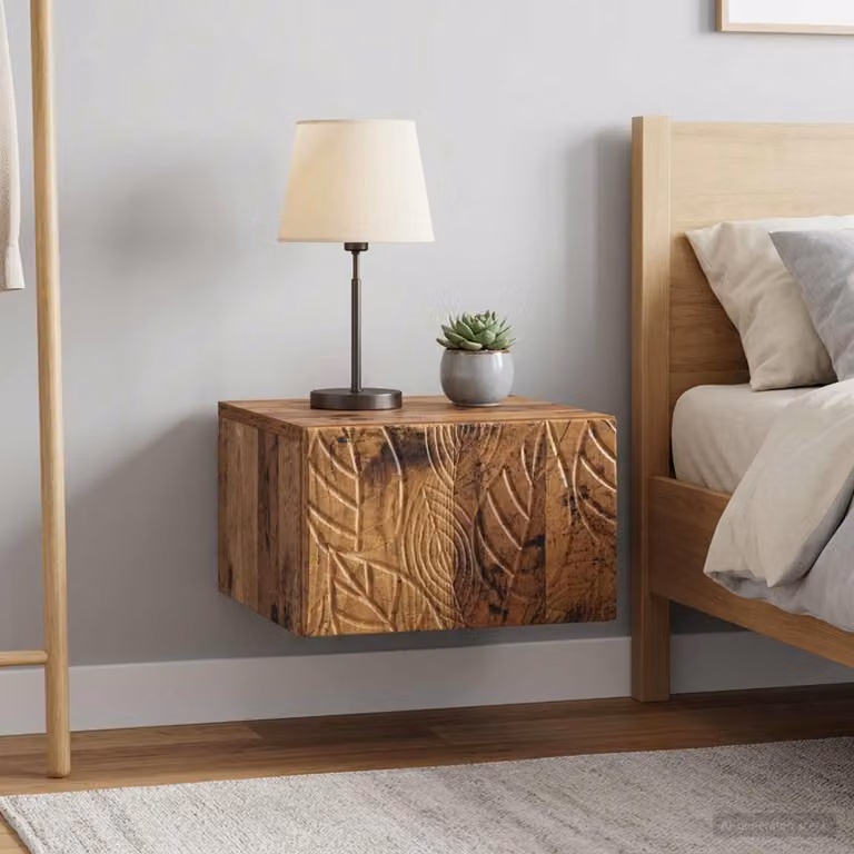 Set di 2 comodini sospesi vidaXL in legno color marrone antico L 49 cm x P 34,5 cm x H 20 cm