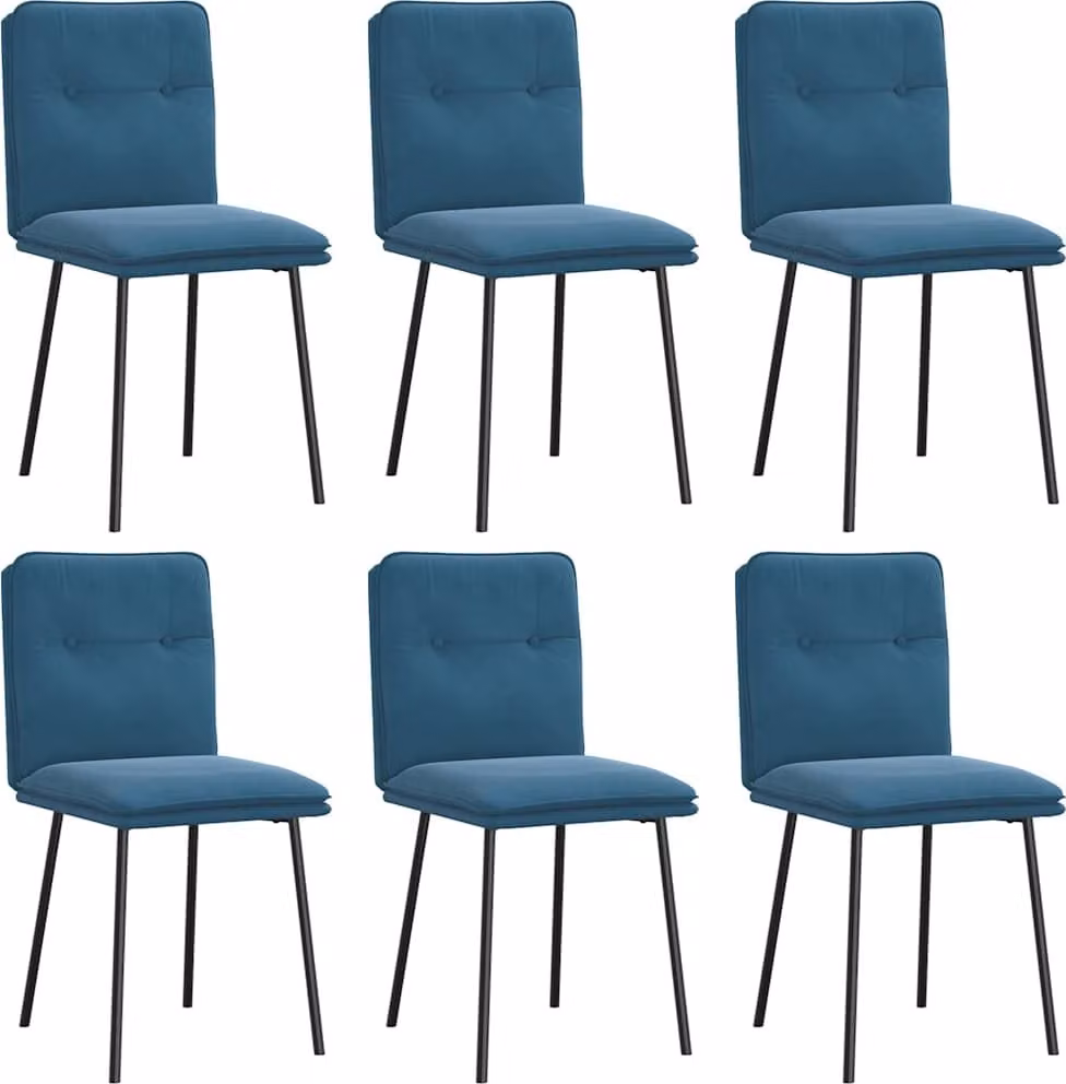 Sedie da Pranzo 6 pz Blu in Velluto
