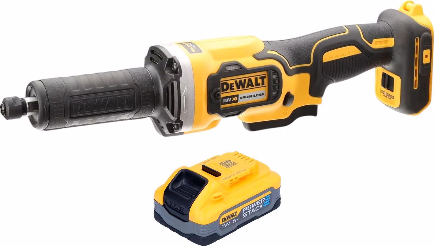 Smerigliatrice diritta a batteria DeWalt DCG 426 N 18 V Brushless + 1x batteria Powerstack 5,0 Ah - senza caricabatterie