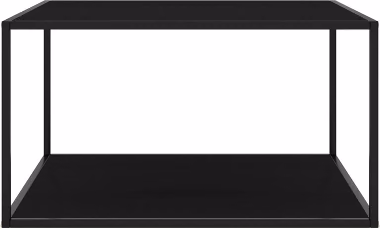 Tavolino da Salotto Nero con Vetro Nero 90x90x50 cm