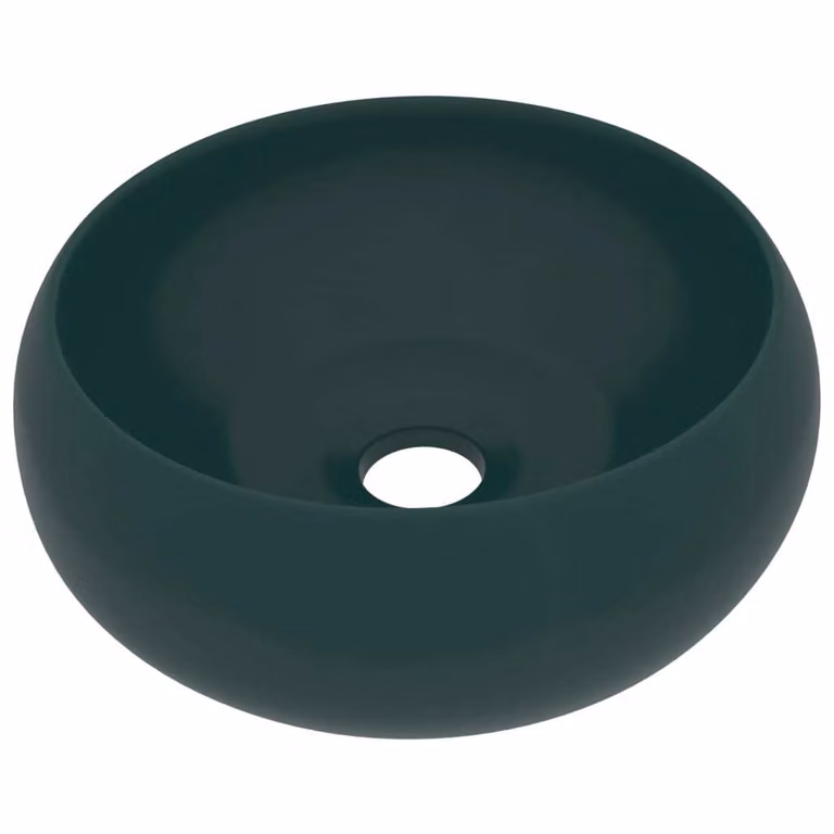 Lavandino Lusso Rotondo Verde Scuro Opaco 40x15 cm in Vetroceramica