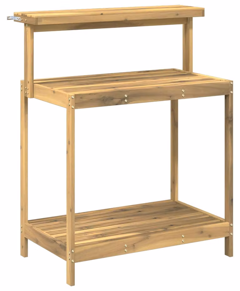Banca da esterno con vaso integrato, 86,5 x 48,5 x 106 cm, realizzata in legno massello di acacia, finitura bianca