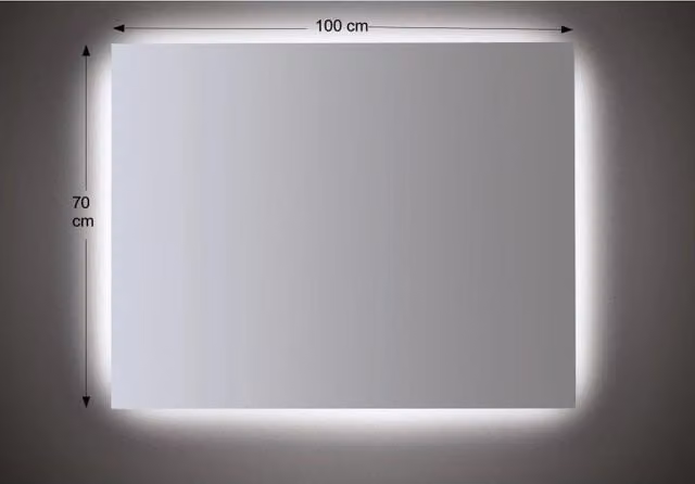Specchio da parete rettangolare Etrusca con illuminazione a LED L: 100 cm, H: 70 cm