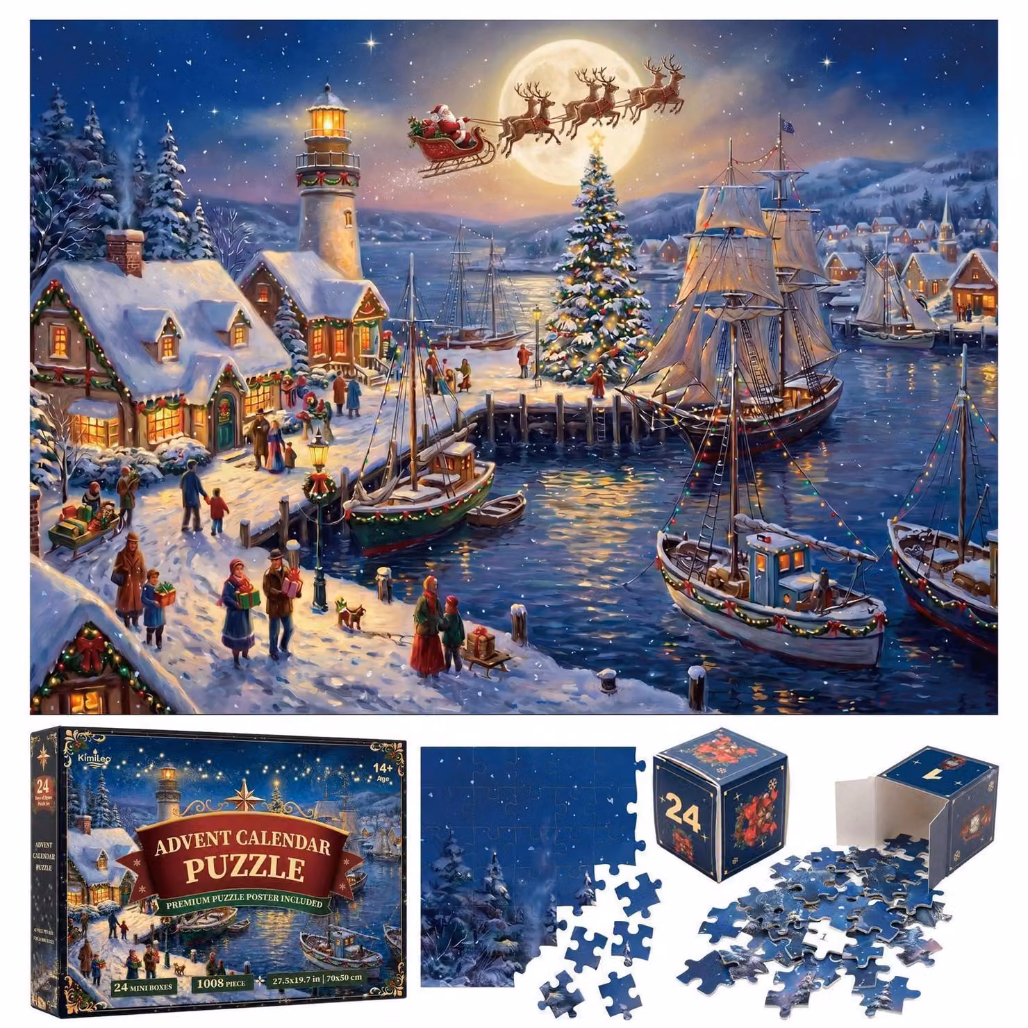 Calendario dell'Avvento 2026. Puzzle "Weihnachtshafen" con 1008 pezzi