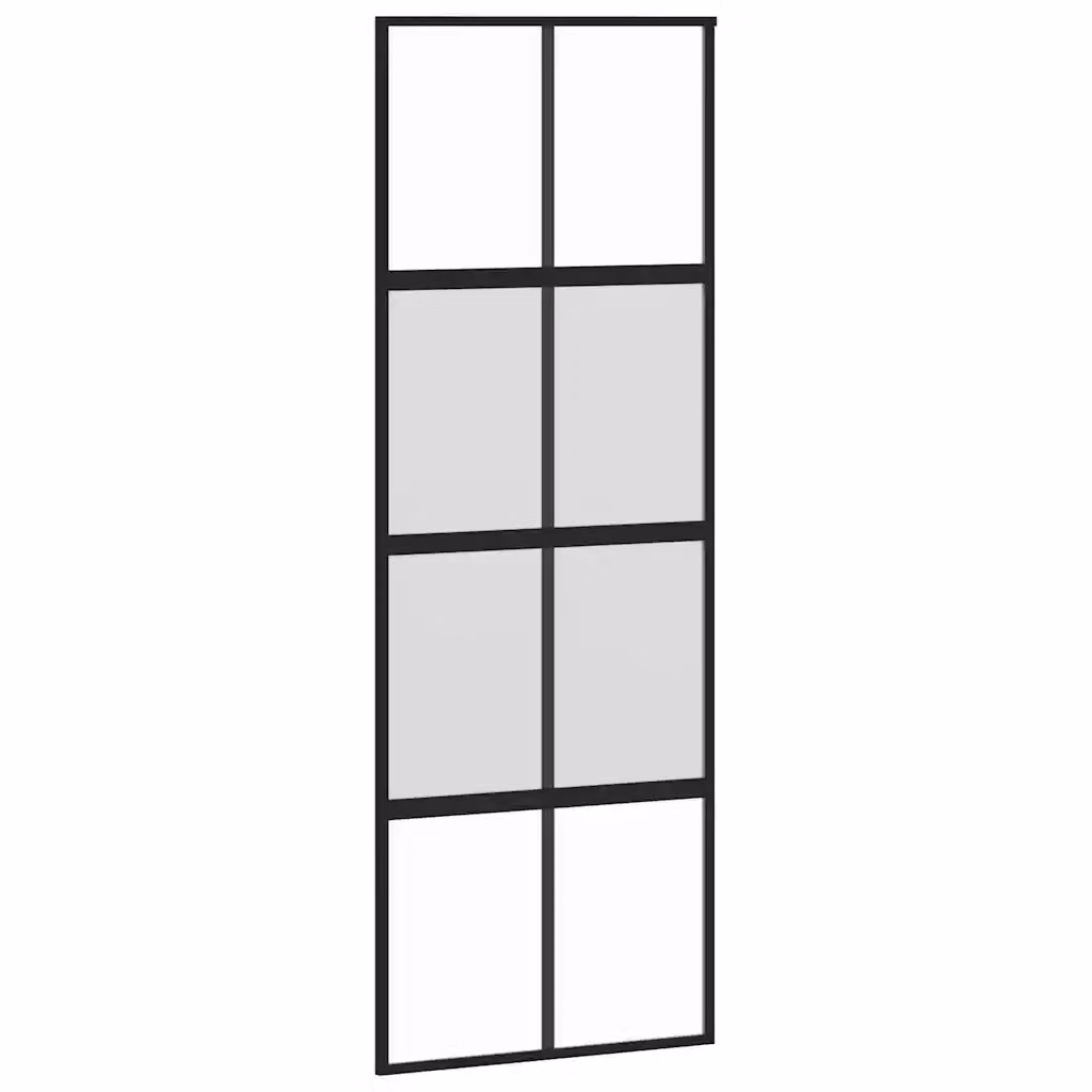 Porta Scorrevole vidaXL in Vetro Trasparente e Alluminio Nero L: 76 cm, H: 205 cm – 2