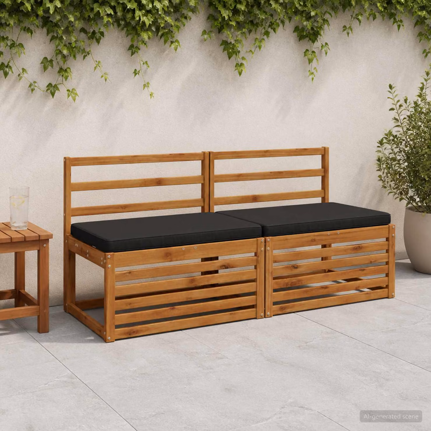 Cuscino per Panchina vidaXL VUGHT Nero in Poliestere con Rivestimento Lavabile e Resistente ai Raggi UV