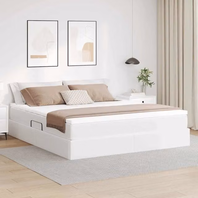 Letto con contenitore e materasso ibrido vidaXL Bianco L: 160 cm, P: 200 cm, H: 204 cm – 1