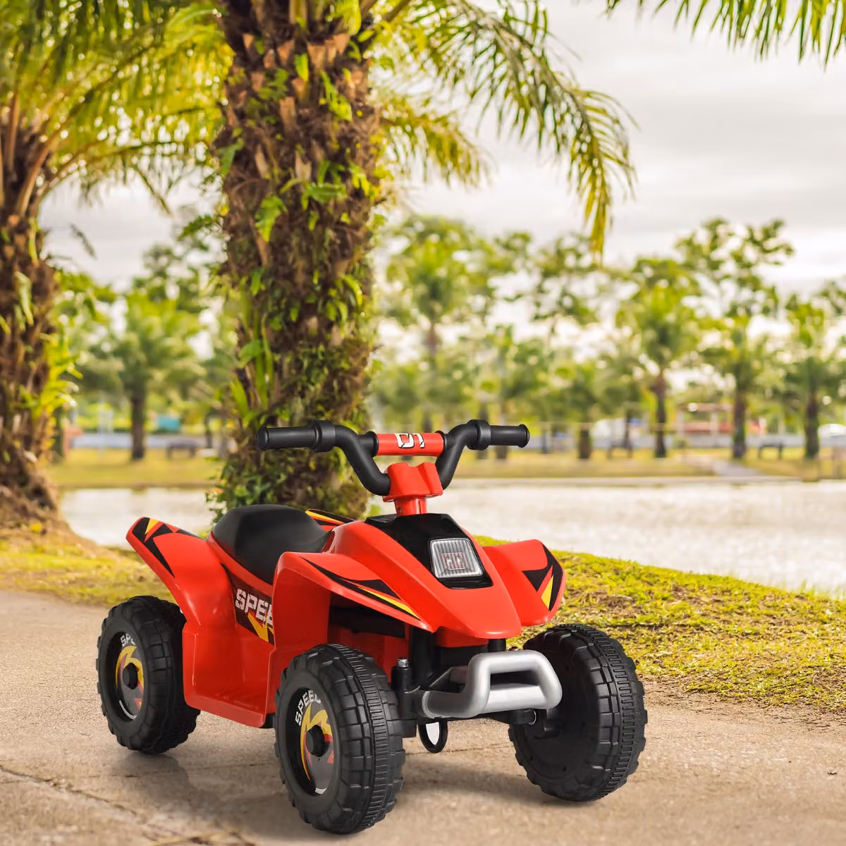 Mini Quad ATV elettrico Costway per bambini con batteria 6V, velocità massima 4,6 km/h, colore Rosso