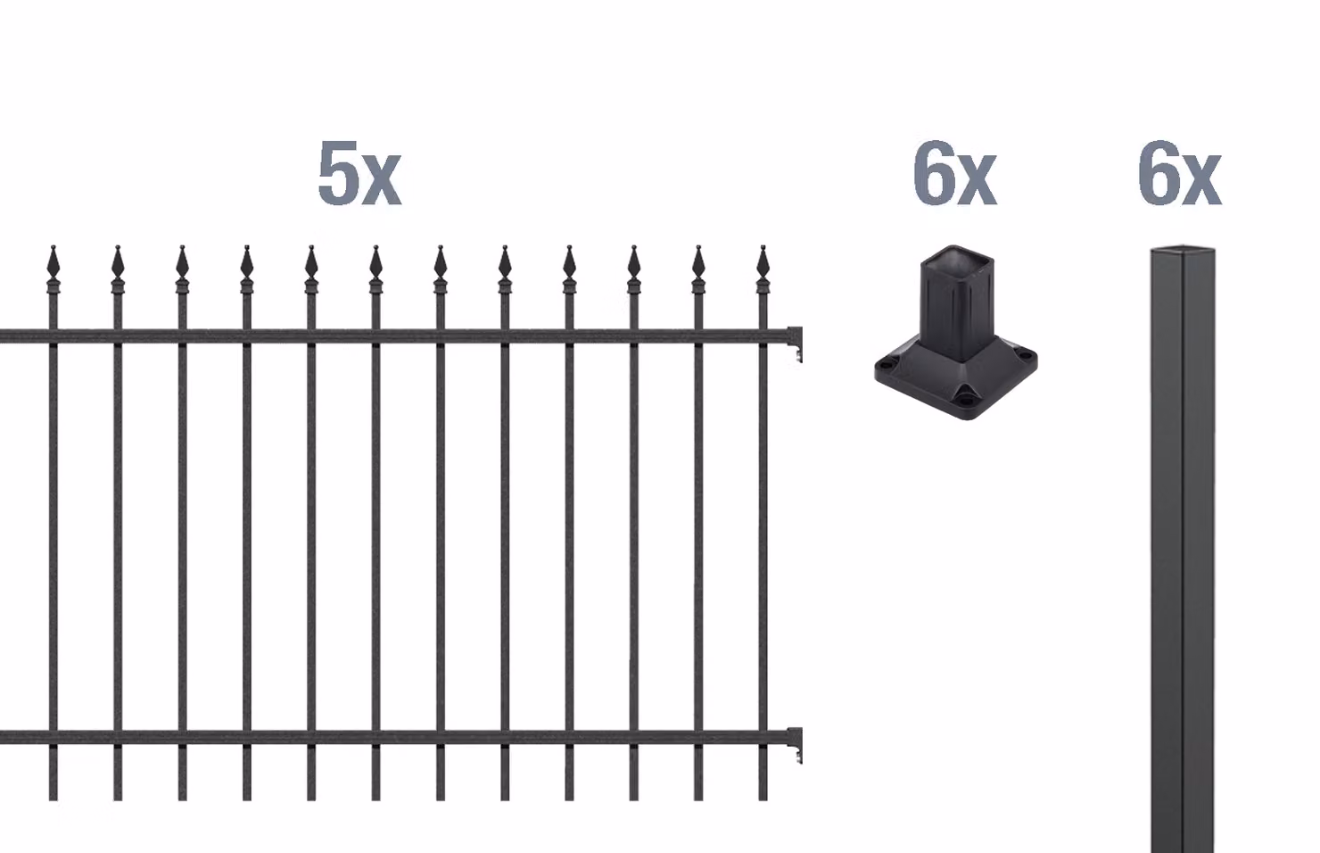 Alberts 510312 Set completo di recinzione Chaussee, da avvitare, nero opaco, altezza 120 cm, lunghezza 10 m