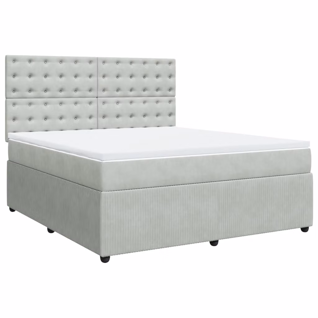 Giroletto a Molle con Materasso Grigio Chiaro 180x200cm Velluto