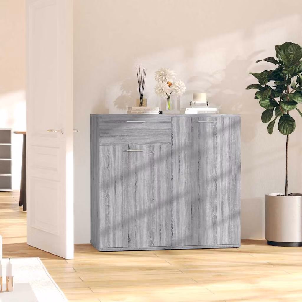 Credenza vidaXL in legno multistrato e MDF Grigio Sonoma, L 80 x P 36 x H 75 cm