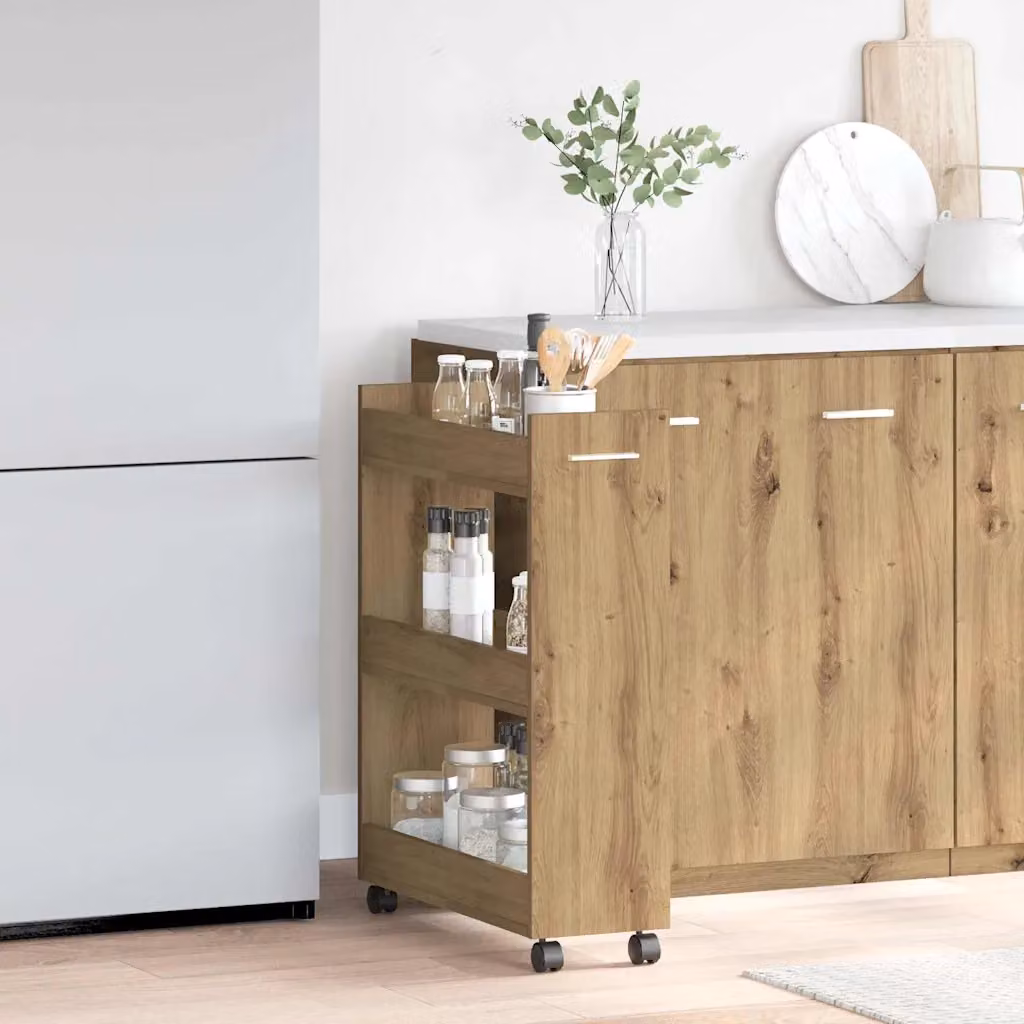Armadietto vidaXL in Rovere Marrone con Ripiani Interni e Ante a Battente L: 60 cm, P: 22 cm, H: 79 cm