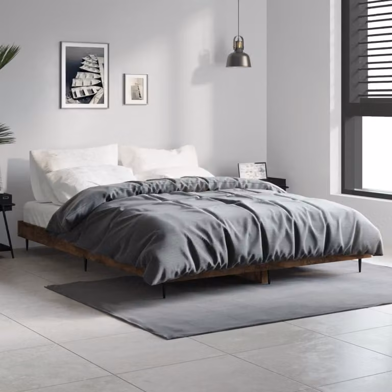 vidaXL Giroletto in Legno Multistrato e Metallo, Rovere Fumo, L: 138 cm, P: 193 cm