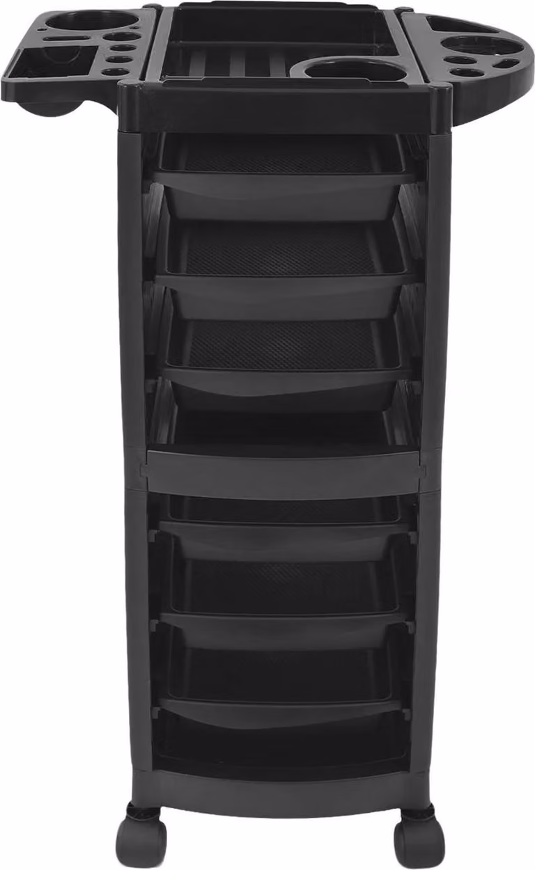 Carrello da parrucchiere - Carrello da parrucchiere - Diversi cassetti - Con rotelle - Per prodotti e strumenti da parrucchiere - Qualità professionale - Nero