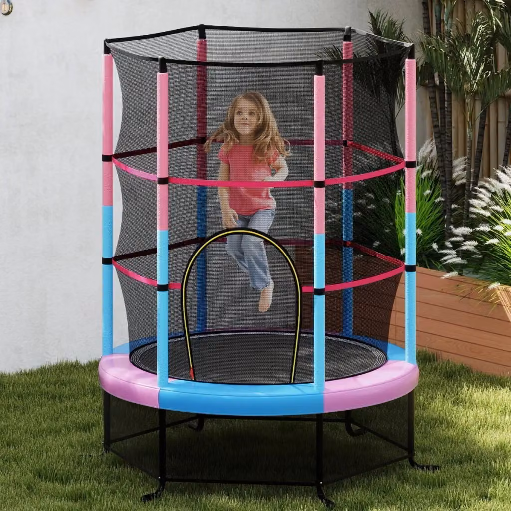 Trampolino elastico per bambini Design Mania con rete di sicurezza in rosa, struttura in acciaio e componenti in metallo e plastica, L: 165 cm, H: 191 cm, P: 165 cm – 2