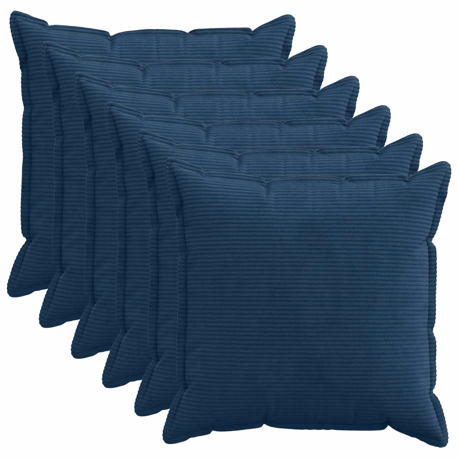 Set di 6 federe vidaXL HOUTEN in velluto a coste blu navy, L 70 x P 70 cm