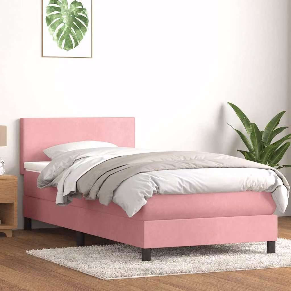 Maison Exclusive - Giroletto a Molle con Materasso Rosa 80x220 cm Velluto