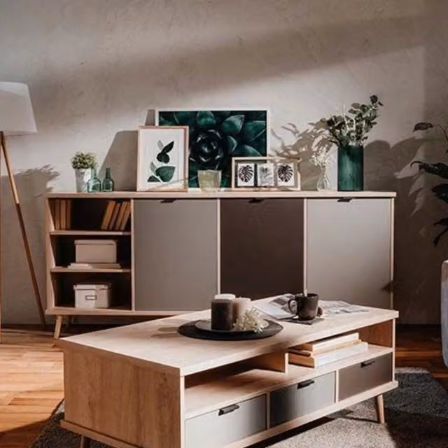 Madia 3 ante vano a giorno 209,6x40x88,3 Epik56 colore rovere antracite grigio