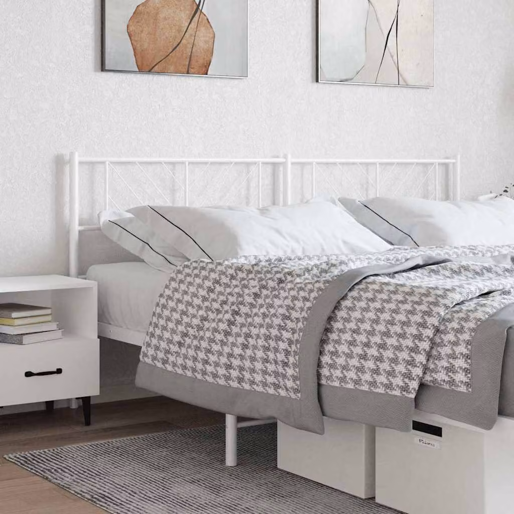 Testiera di ricambio vidaXL in metallo bianco laccato, stile classico, L: 206 cm