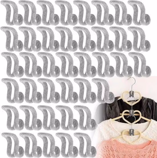Mini ganci antiscivolo per appendere vestiti, ideali per spazi ridotti - 40 pezzi - Argento - Metallo