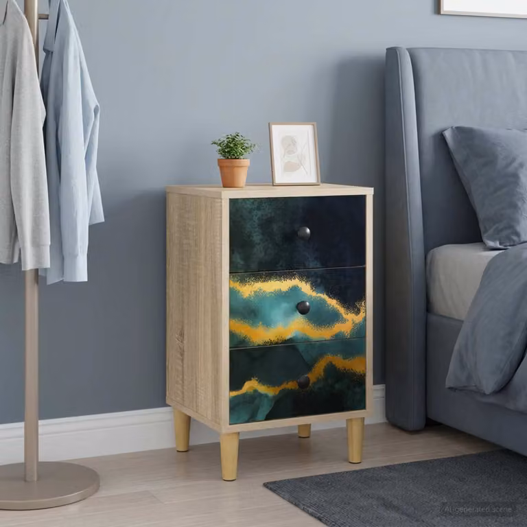 Armadio da notte moderno vidaXL WIJHE in MDF, Rovere Sonoma, L: 36 cm, P: 33 cm, H: 60 cm