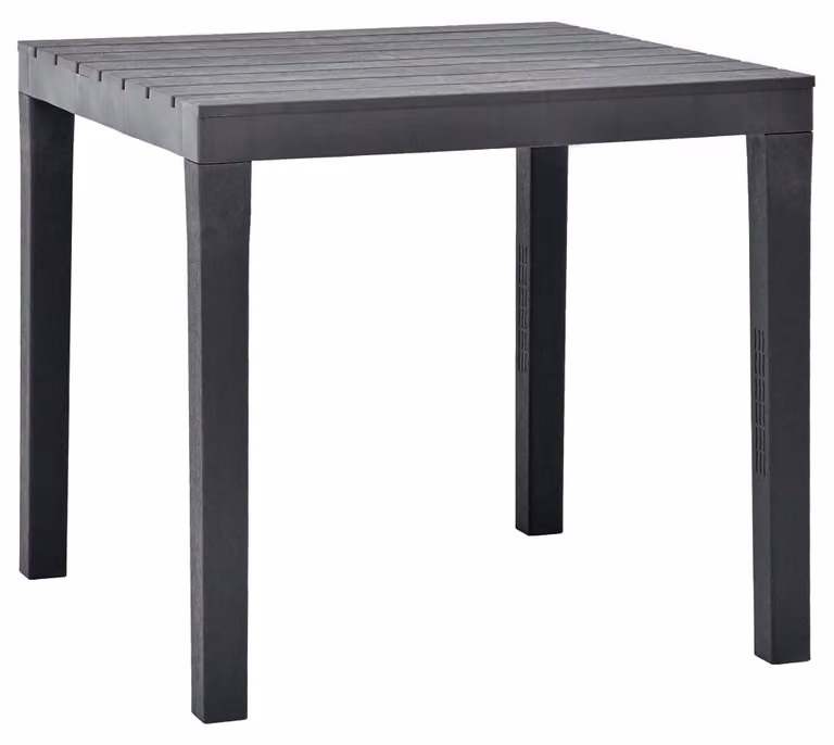 Tavolo da giardino in plastica antracite, dimensioni 78 x 78 x 72 cm, per uso esterno