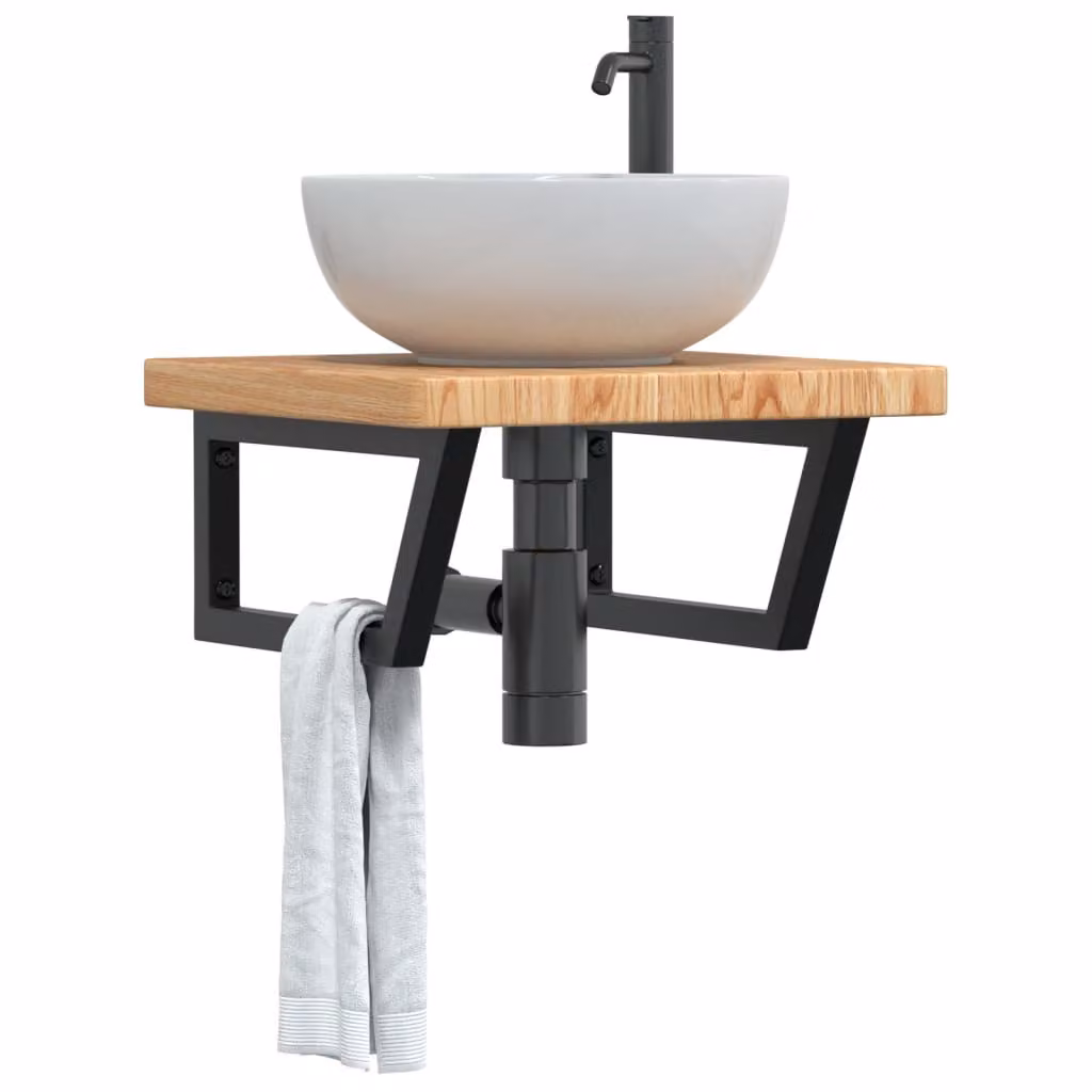 vidaXL Ripiano a Parete per Lavabo in Rovere e Metallo, Marrone e Nero