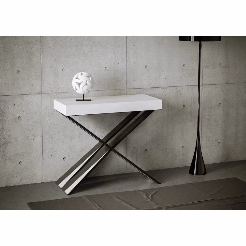 Consolle allungabile Itamoby Diago Small con telaio in metallo antracite e piano bianco frassino L/P/H: 90 x 40 / 196 x 77 cm – 2