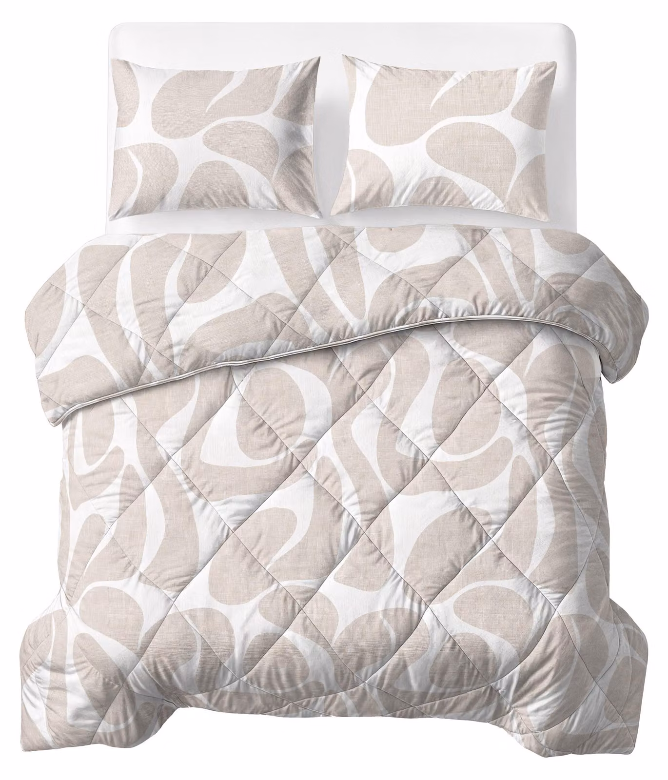Sleeptime, coperta trapuntata "Lazy", colore taupe/beige, 200 x 200 cm, con federe