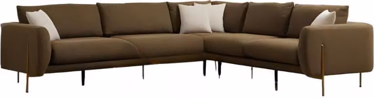 Dunkelgrünes Ecksofa Modernes Polstersofa Edle Wohnzimmer Couch L-From