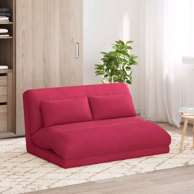 Sedia a pavimento relax reclinabile vidaXL in velluto rosso con struttura in metallo – 1
