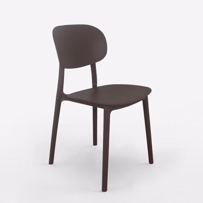 Sedia design moderno in polipropilene per cucina sala da pranzo esterna Nantes - Marrone