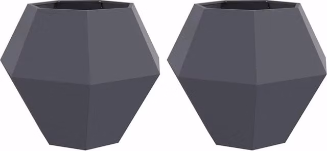 Set di 2 fioriere rettangolari in acciaio antracite per esterni HELLOSHOP26 L: 100 cm, P: 100 cm, H: 80 cm