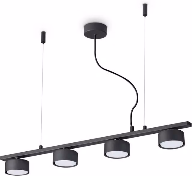 Sospensione Industrial Minor Ideal Lux in Metallo Nero con 4 Luci LED GX53 9W 3000K