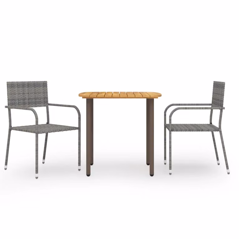 vidaXL set da pranzo da giardino 3 pezzi in polirattan grigio