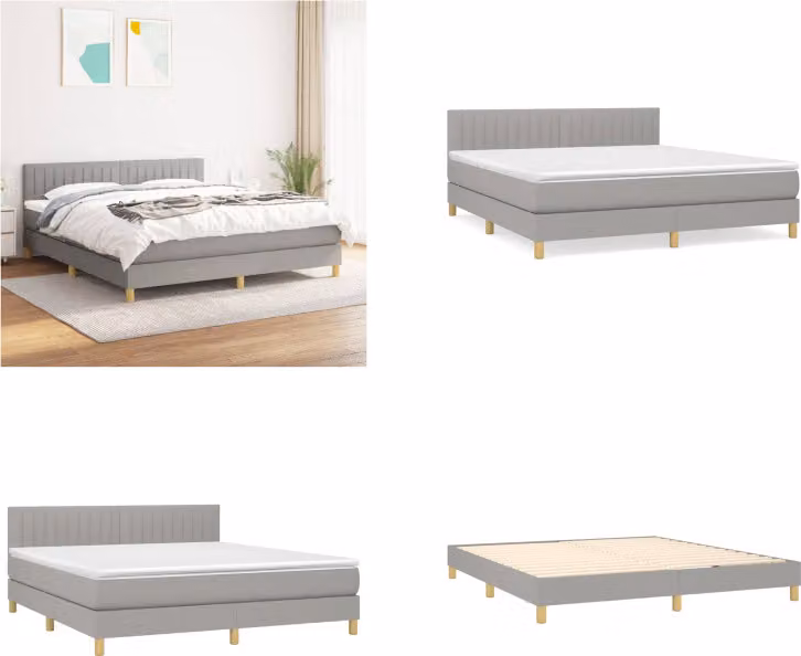 vidaXL Letto matrimoniale con materasso in tessuto grigio chiaro 180x200 cm - Letto matrimoniale - Boxspringbetten - Bett - Schlafzimmermöbel