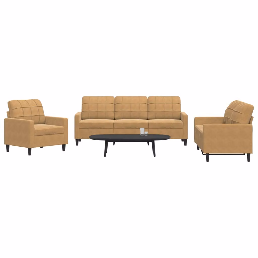 Maison Exclusive - Set divano a 3 pezzi con cuscini in velluto marrone