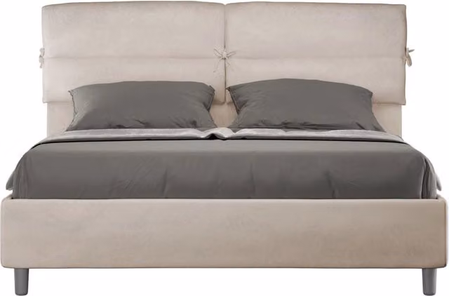 Letto Matrimoniale Moderno GIORDANOSHOP con Struttura Imbottita in Microfibra e Legno, Colore Sabbia, L/P/H: 160 x 190 x 110 cm