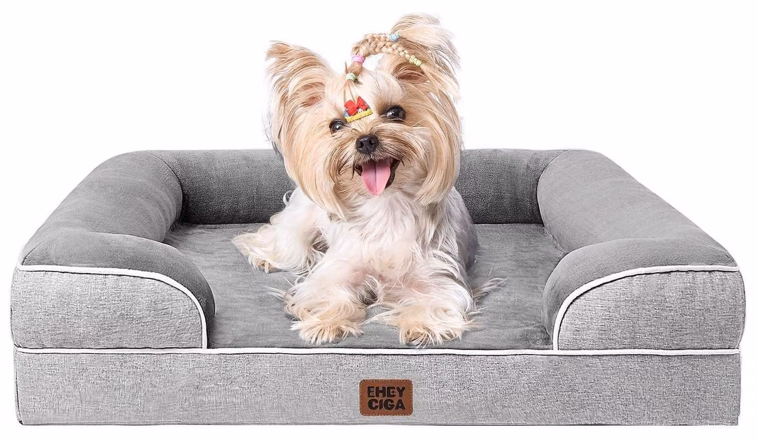 Cuccia ortopedica per cani, realizzata con memory foam, impermeabile e lavabile, dimensioni: lunghezza 61 cm, larghezza 46 cm, altezza 15 cm, colore grigio