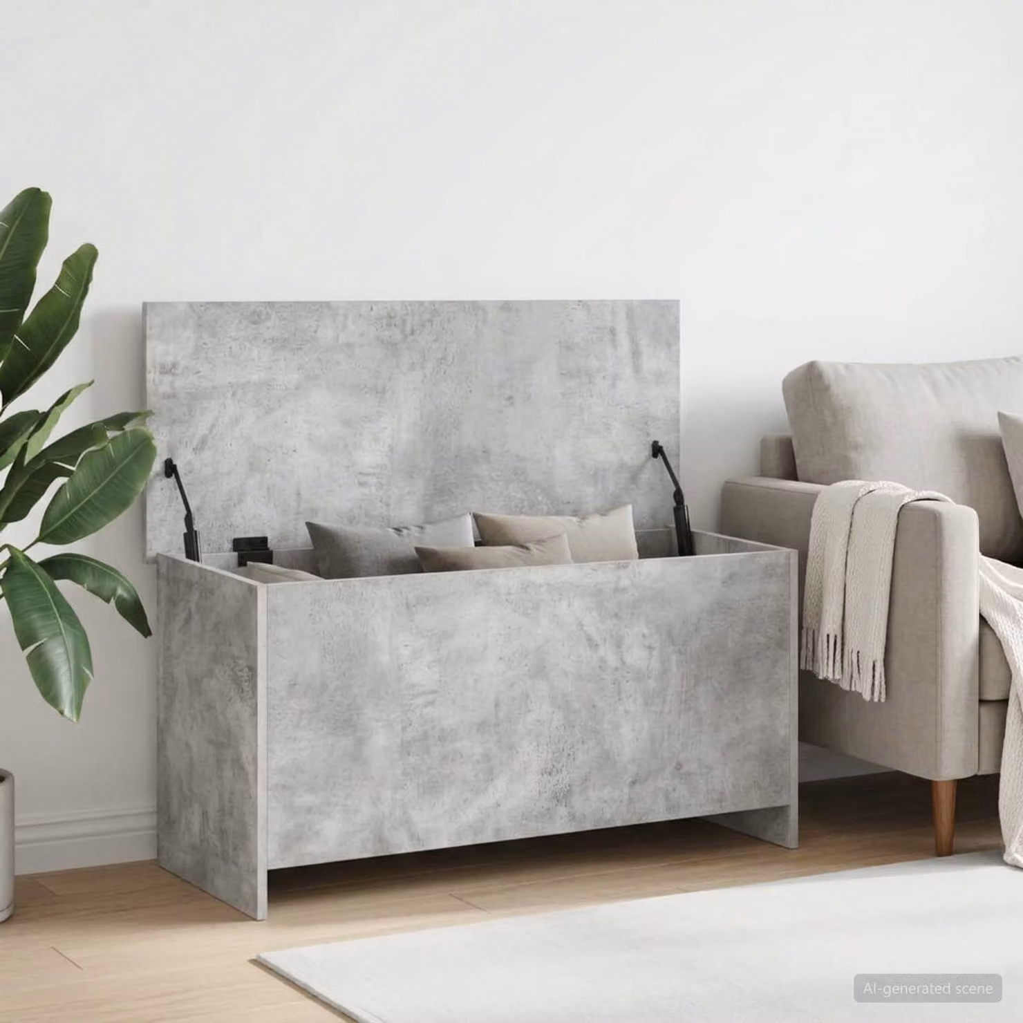 Cassa di stoccaggio moderna vidaXL in MDF Grigio Cemento L 100 x P 40 x H 50 cm