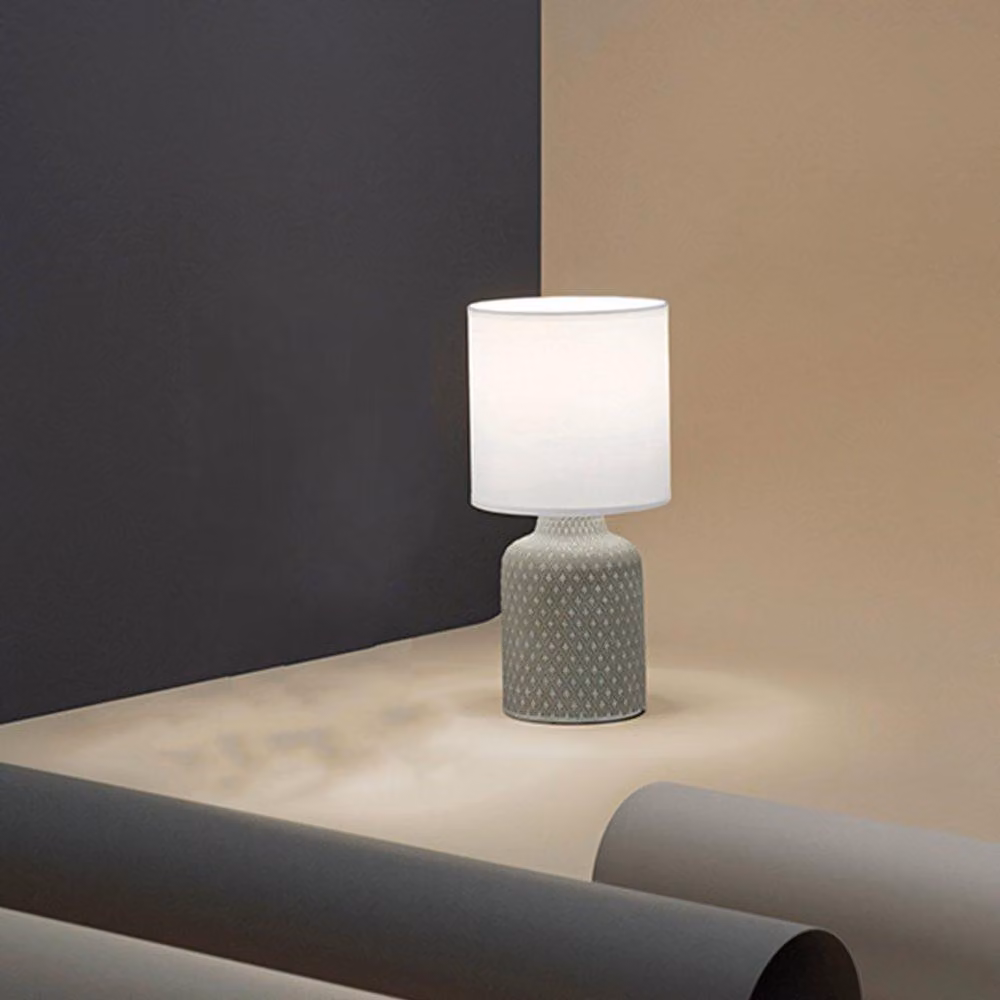Lampada Scrivania Provenza Vetroceramica Beige Tessuto Bianco 1 Luce E14