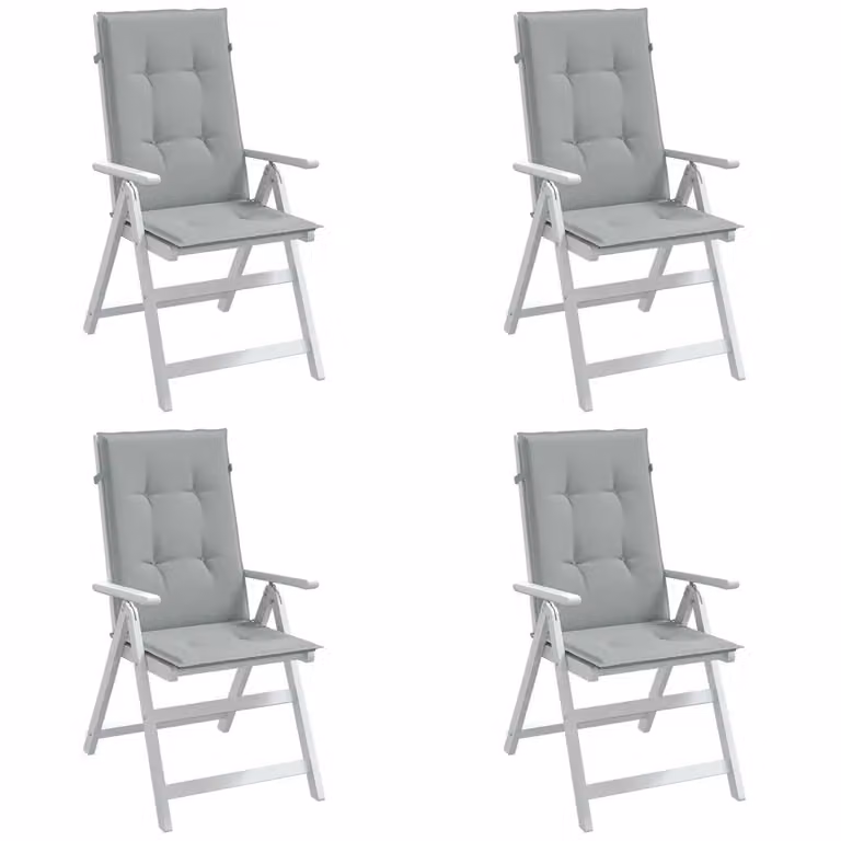 Set di 4 cuscini per schienale alto vidaXL in tessuto grigio mélange, resistenti ai raggi UV e antiscivolo, L 120 cm x P 50 cm x H 4 cm