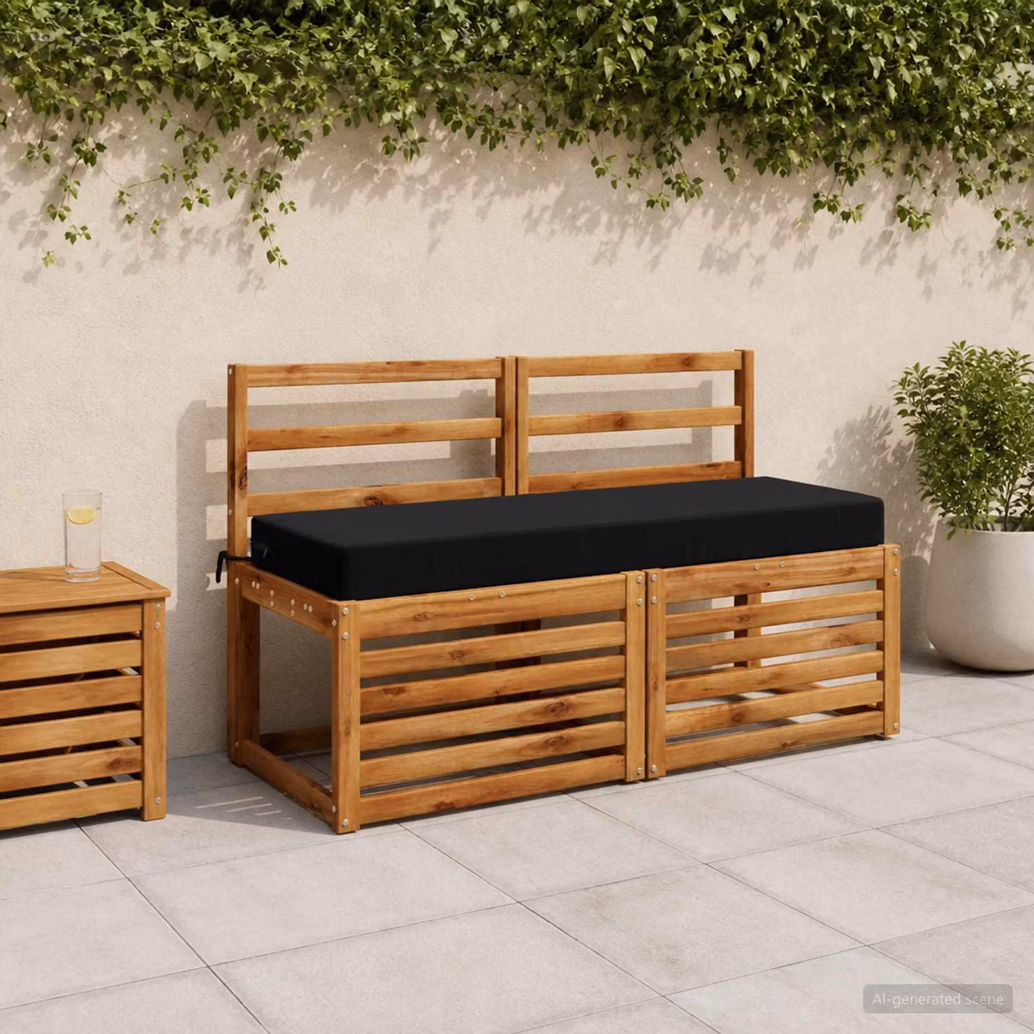 vidaXL Cuscino per la seduta SOEST in poliestere nero con rivestimento lavabile e resistente ai raggi UV