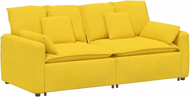 Divano Modulare con Cuscini Giallo Chiaro CFW6479334