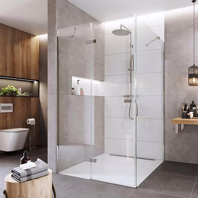 Cabina doccia Mereo, Novea, quadrata, cerniera,80x80 cm, cromo ALU, vetro Clear, porta sinistra e parte fissa - CK10114ZL