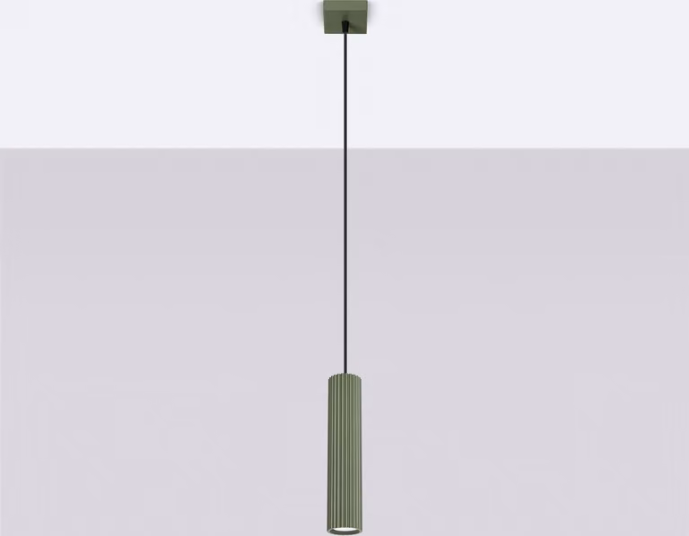 Lampada a sospensione KARBON 1 verde oliva 1xGU10 10W alluminio 118x8x8cm Sollux Lighting
