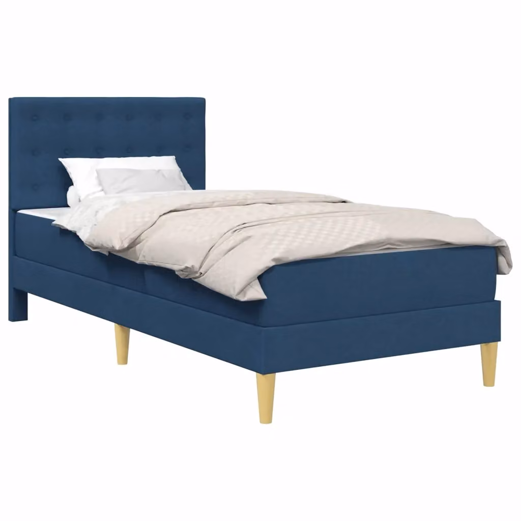 Letto singolo con struttura imbottita in tessuto blu vidaXL L/P/H: 202 x 90 x 94 cm – 2